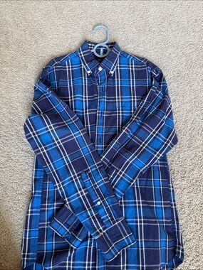 J Crew Men's Blue Plaid Button-Down Shirt